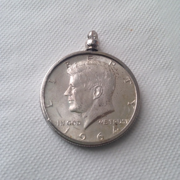 1964 Silver Half Dollar Coin, 18in 925 Chain - Picture 6 of 8